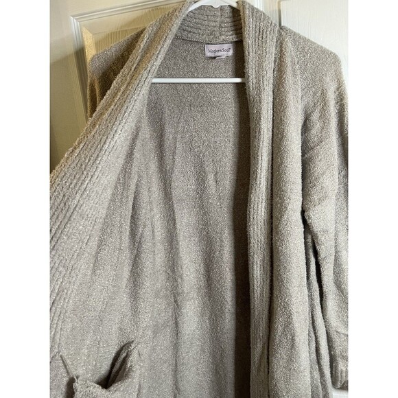 Modern Soul Cozy Knit Open Front Cardigan Pockets TAN Size Large NWOT - Picture 5 of 12
